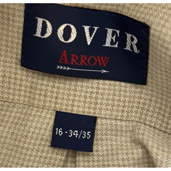 Dover Arrow Oxford Dress Shirt MEns 16 34/35 Tan Button Down - Picture 7 of 7